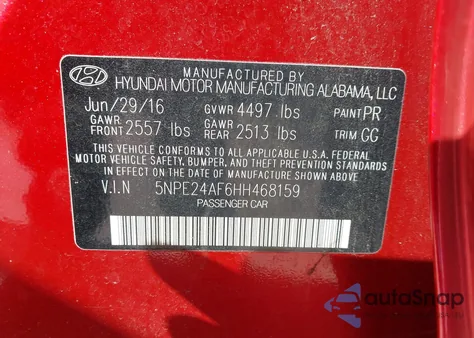 2017 Hyundai Sonata from USA, damaged, VIN 5NPE24AF6HH468159